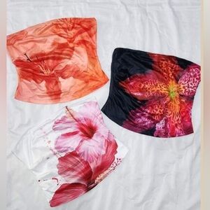 3-Pack Floral Tube Tops – Size L (8/10)